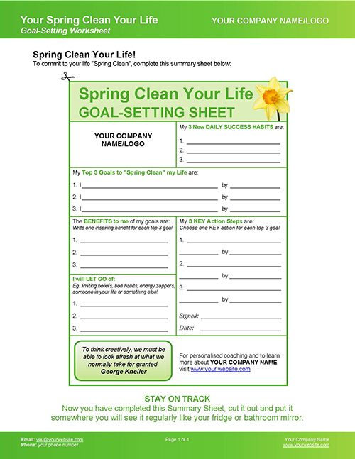 Spring Clean Your Life Summary Sheet Image