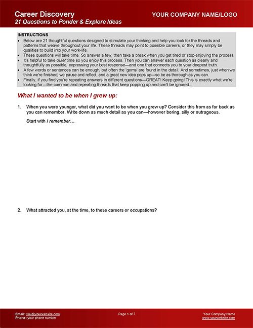 Career Questions Page 1