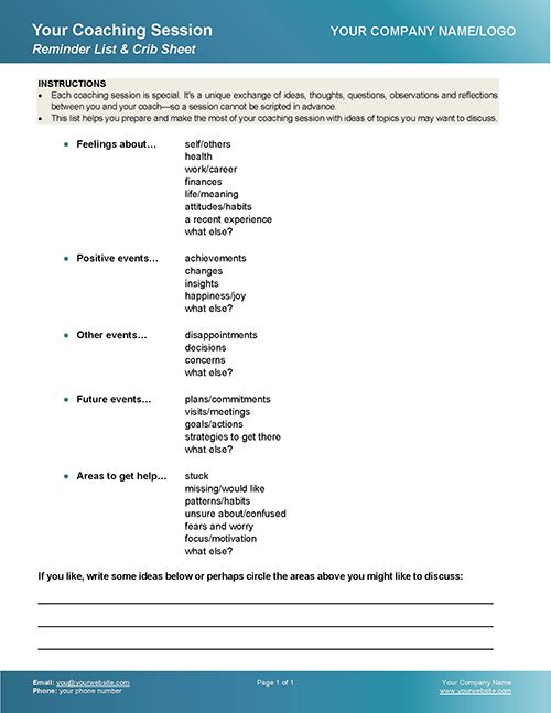 Client Reminder List Coaching Template