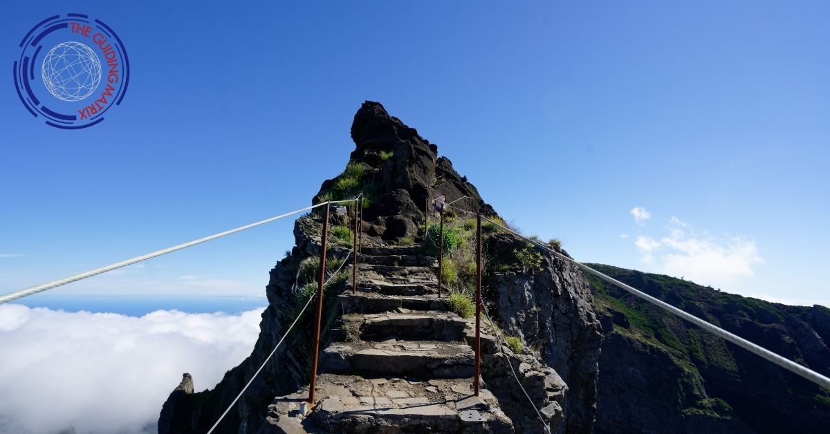Steps carved into a cliff face, leading upward.